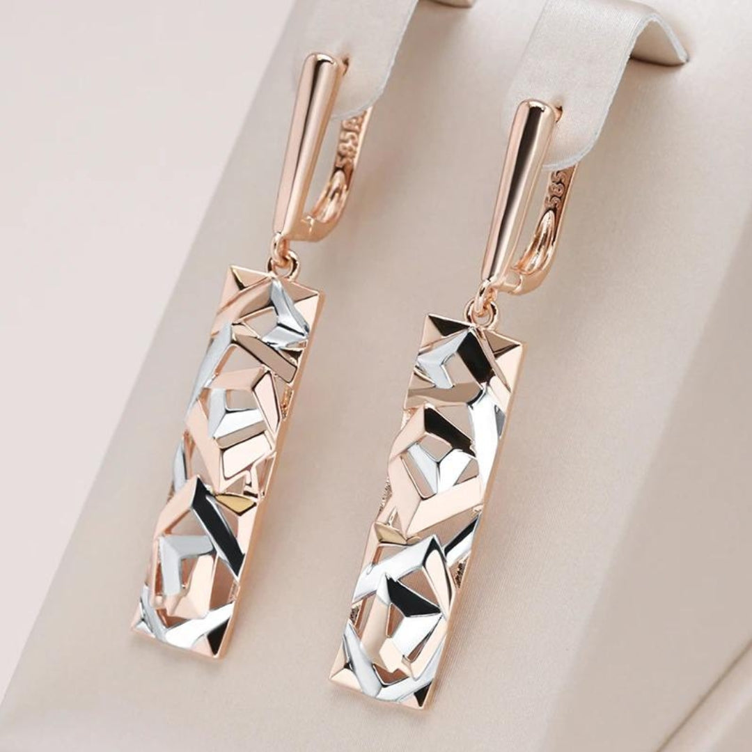 Elegant™ | Boucles d'oreilles rectangulaires en or et argent pour femmes