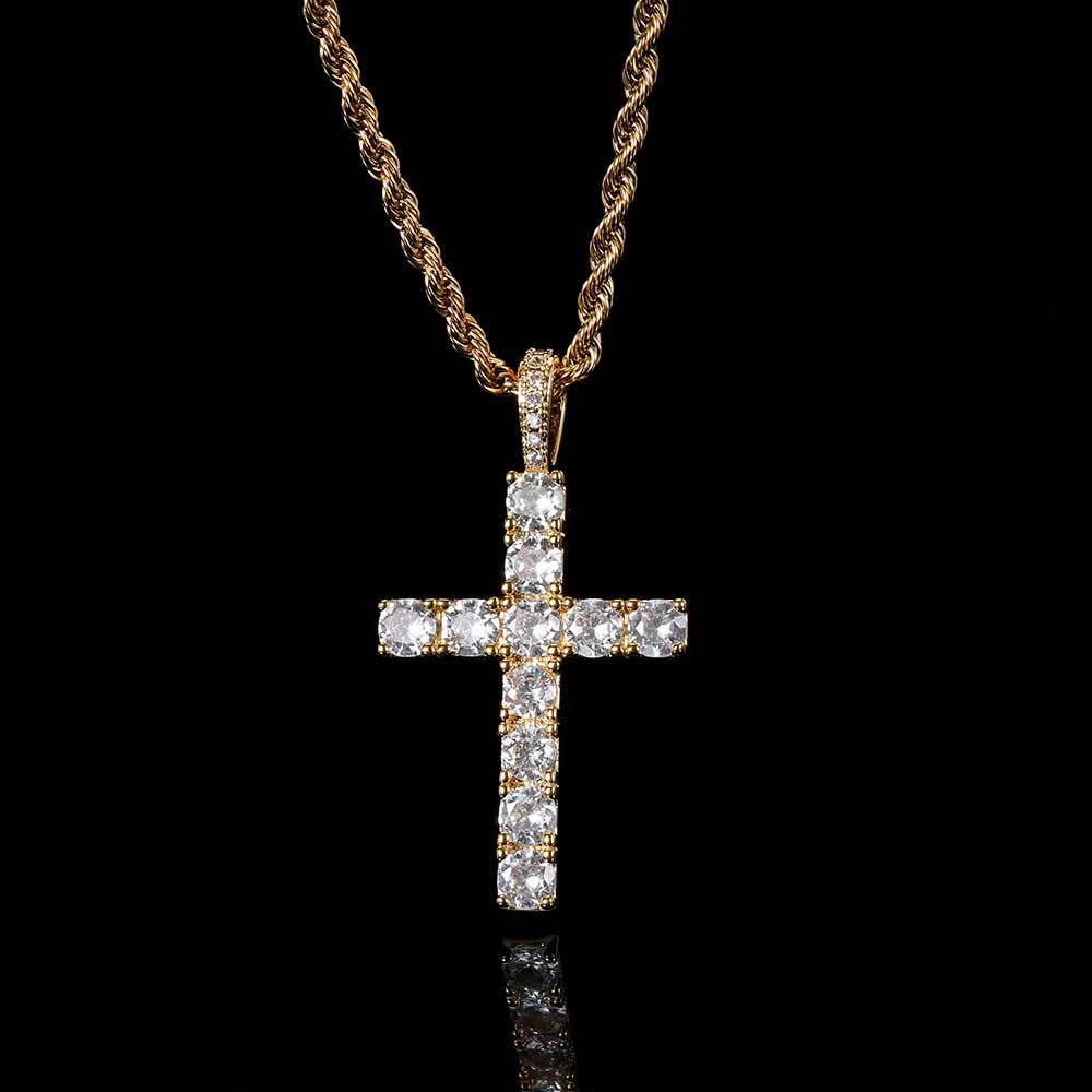 Faith™ | Collier croix en moissanite dorée