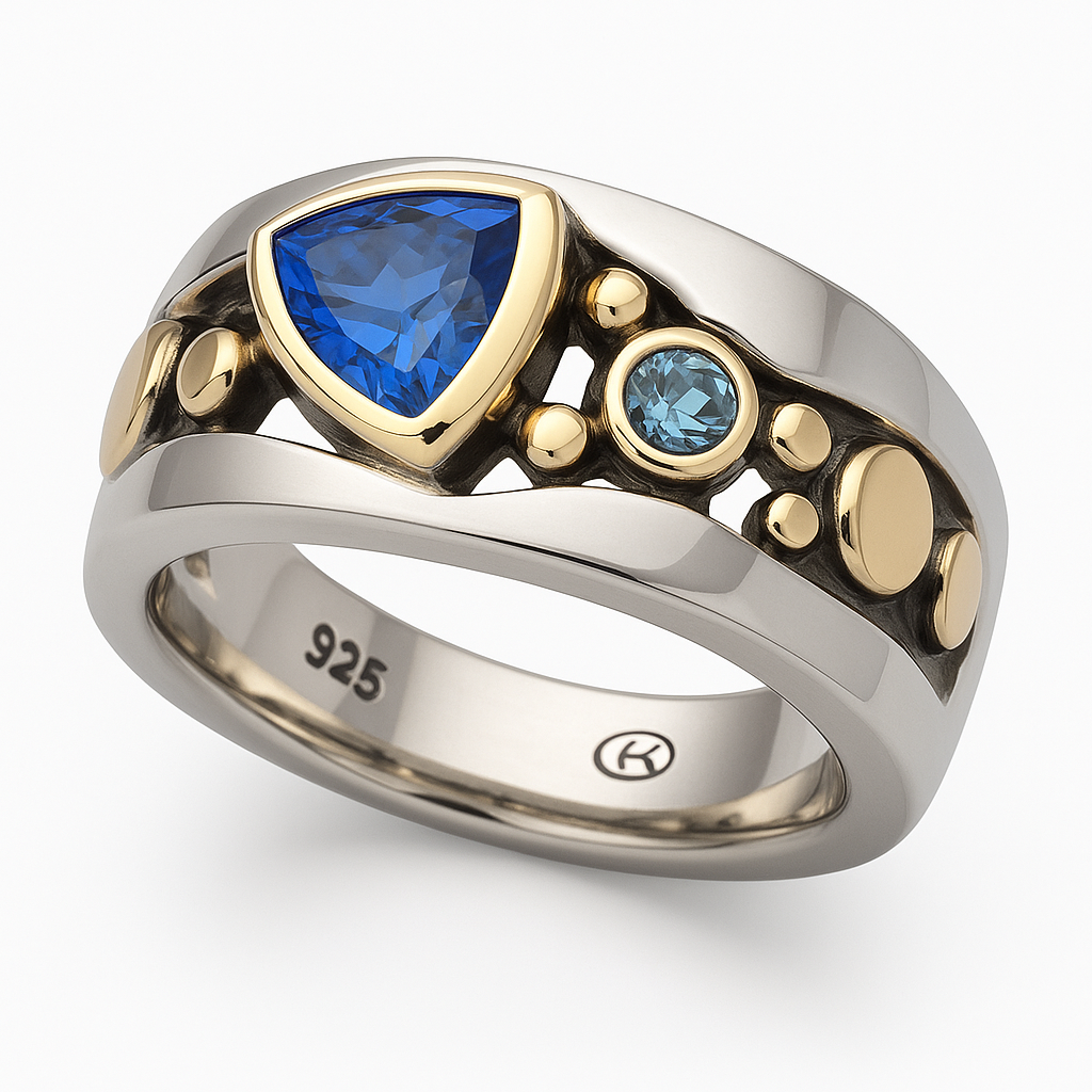 Elli™ - Bague en Cristal Bleu Vintage