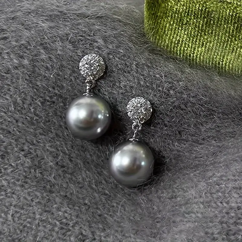 LunaLuxe™ | Boucles d'oreilles élégantes en perles noires avec strass
