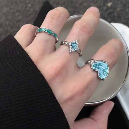 Amora™ | Bague en argent avec pierre bleue en forme de cœur