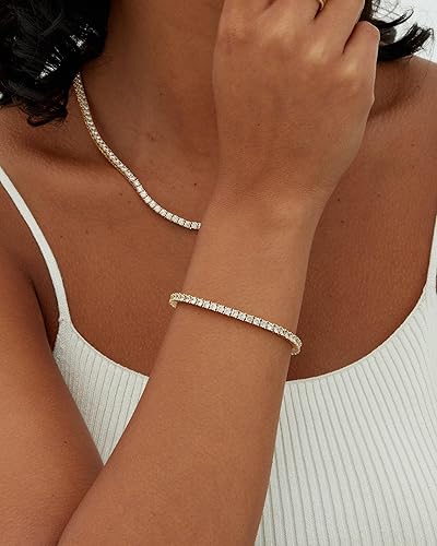 Lustra™ | Bracelet tennis en moissanite dorée
