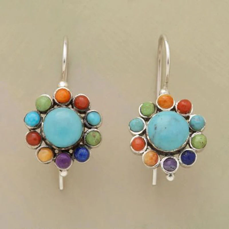 Tierra™ | Boucles d'oreilles créoles multicolores turquoise