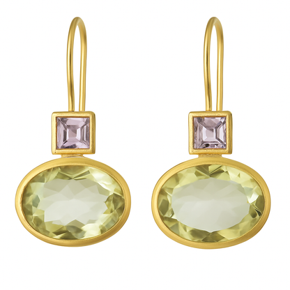 Vintage™ | Boucles d'oreilles en cristal vert et or pour femme