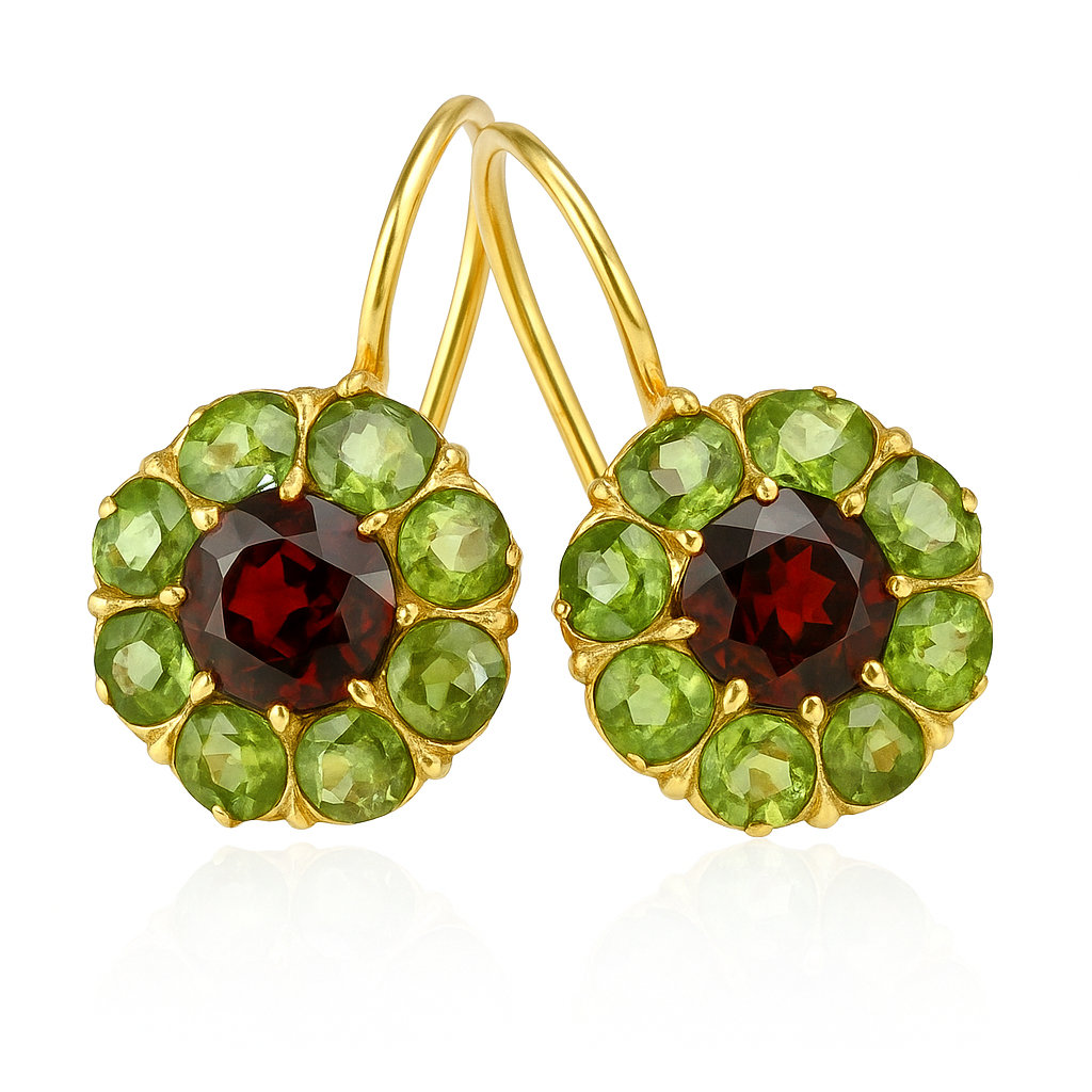 Vintage™ | Boucles d'oreilles pendantes en cristal vert et rouge