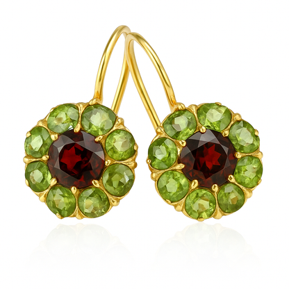 Vintage™ | Boucles d'oreilles pendantes en cristal vert et rouge
