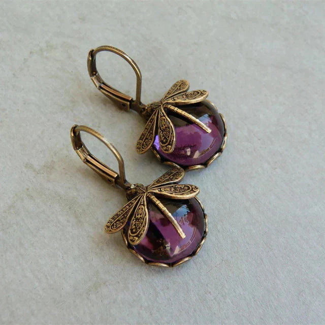 Elowen™ | Boucles d'oreilles libellule en cristal antique