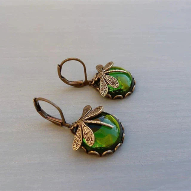 Elowen™ | Boucles d'oreilles libellule en cristal antique