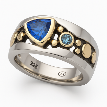 Elli™ - Bague en Cristal Bleu Vintage