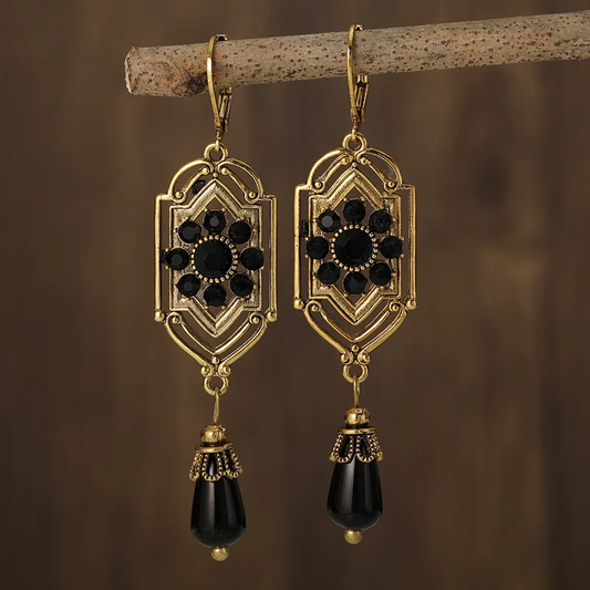 Charm™ | Boucles d'oreilles vintage en cristal noir
